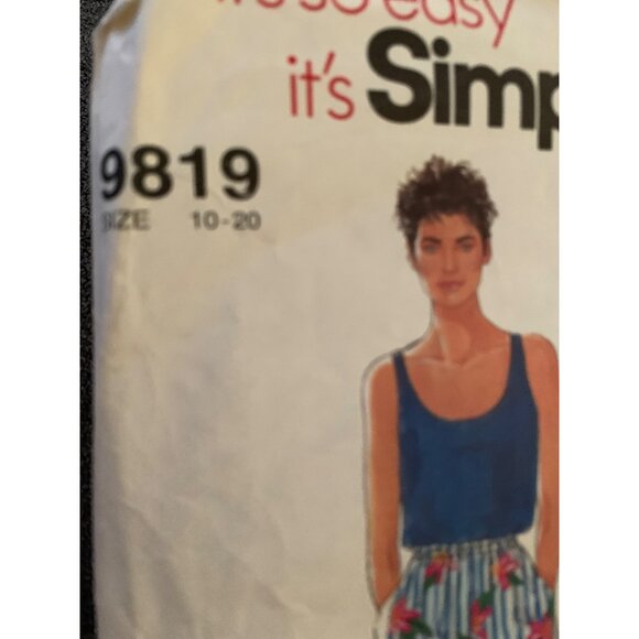 Simplicity 9819 Sewing Pattern  Tank Top Pants Short Size 10 12 14 16 18 20 Vint - Picture 2 of 4